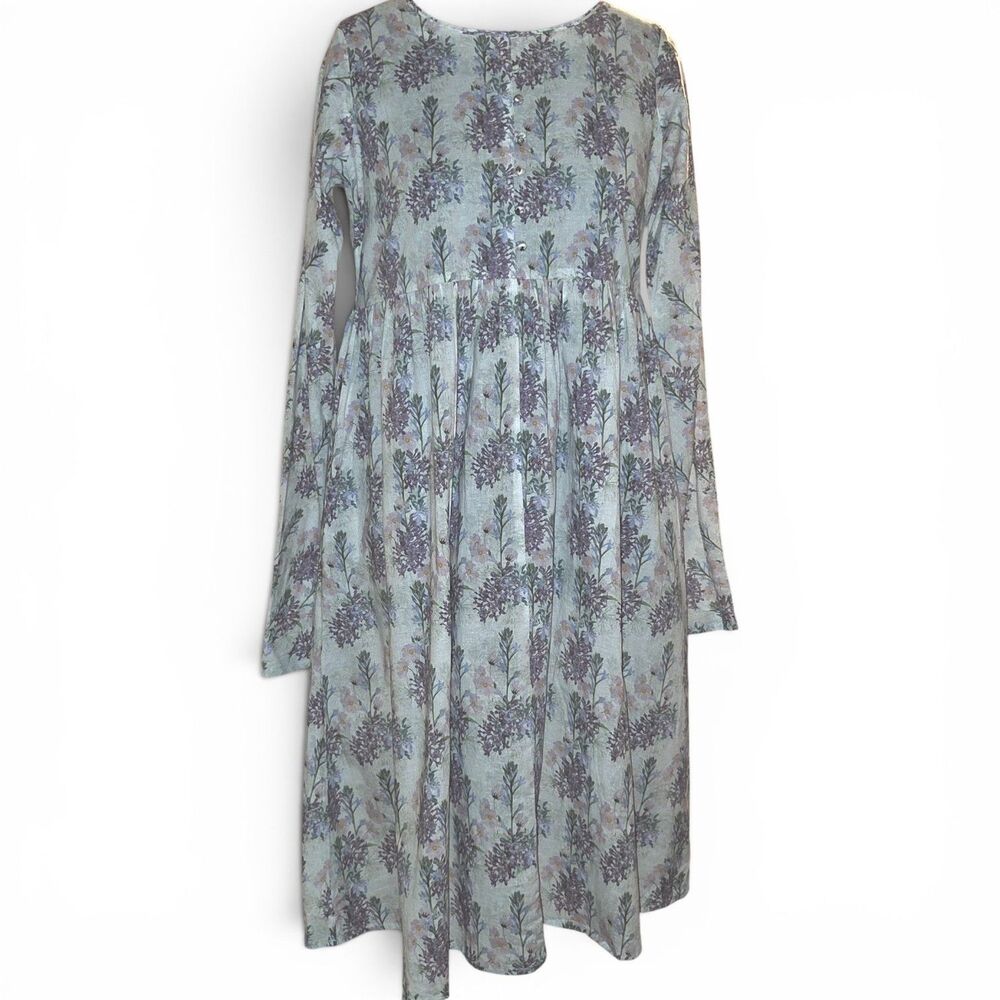 W For Women Eden Floral Cotton Hi Waist VTG Dress Womens Size 12 Long Sleeve